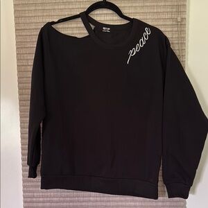 Black Sweatshirt with 'Peace' Detail